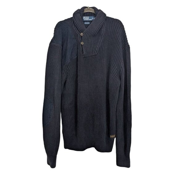 Vintage Polo Ralph Lauren Fisherman Shooting Sweater Mens Sz XXL Blue Military - Picture 2 of 11